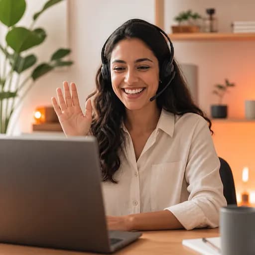Consultor em atendimento online por videochamada