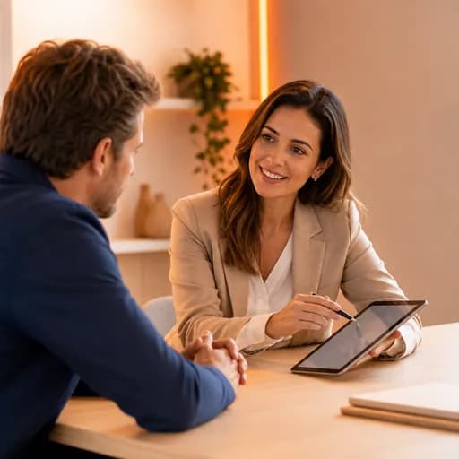 Consultora apresentando uma proposta comercial